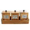 WILLART Handcrafted Teak Wood Antique Look Tea Coffee Sugar 3 Container Set in Wooden Tray â€šÃ„Ã¬ Container with Lids (Dimension : 13.50 x 5.50 x 6 Inch)