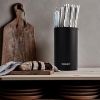 Knife Block Holder; Universal Knife Block without Knives; Unique Double-Layer Wavy Design; Round Black Knife Holder for Kitchen; Space Saver Knife Sto