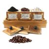 WILLART Handcrafted Teak Wood Antique Look Tea Coffee Sugar 3 Container Set in Wooden Tray â€šÃ„Ã¬ Container with Lids (Dimension : 13.50 x 5.50 x 6 Inch)