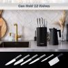Knife Block Holder; Universal Knife Block without Knives; Unique Double-Layer Wavy Design; Round Black Knife Holder for Kitchen; Space Saver Knife Sto
