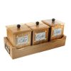 WILLART Handcrafted Teak Wood Antique Look Tea Coffee Sugar 3 Container Set in Wooden Tray â€šÃ„Ã¬ Container with Lids (Dimension : 13.50 x 5.50 x 6 Inch)