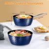 1.5 Quart Pot Saucepan with Lid, Small Nonstick Saucepan with Lid, Small Soup Pot with Lid, Small Induction Stock Pot, Blue Mini Saucepan with Lid, Mi