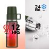 Healter 850ml Travel Vacuum Flask;  Water Thermos Bottle for Coffee;  Built-in Lid Cup;  Stainless Steel;  Thermal Tea Mug;  Sport Bottles